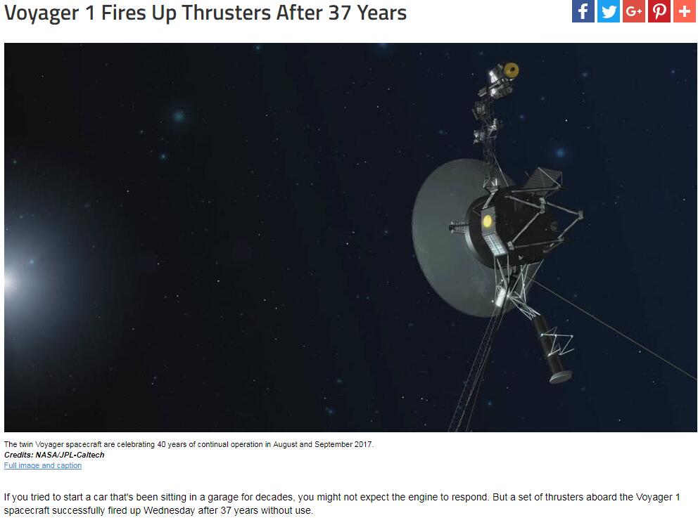 人类首次!旅行者1号在恒星际空间启动推进器